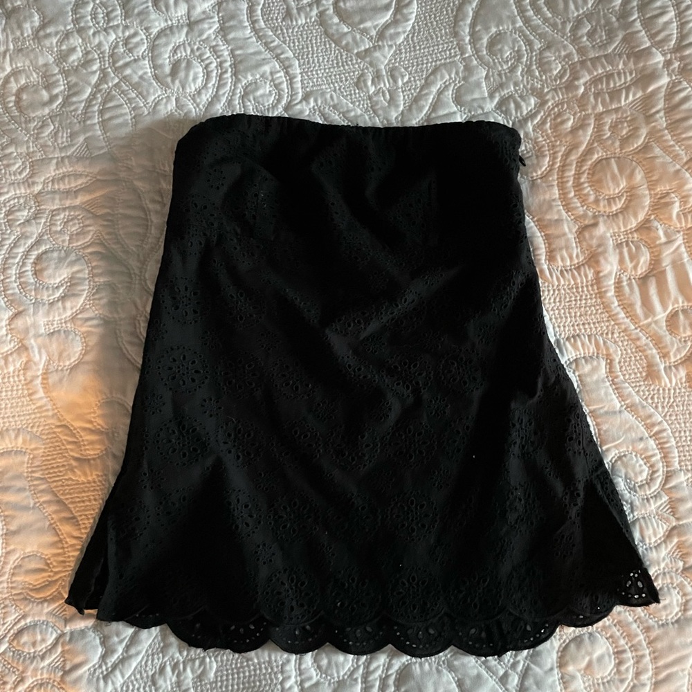 J. Crew Strapless Eyelet Top Sz 0 in Black - Picture 2 of 6